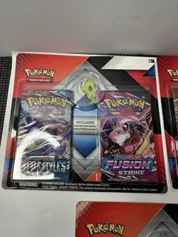 3x Pokemon Battle Style + Fusion Strike Double Blister 2 Booster Pack w/ Pins - Image 2