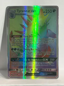 2018 Pokemon Lost Thunder Tyranitar GX Rainbow Secret Rare #223 - Image 1