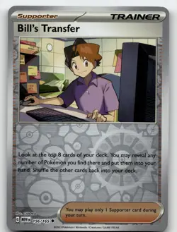 BILL'S TRANSFER 156/165 UNCOMMON REVERSE HOLO 151 POKEMON NEAR MINT - Image 1