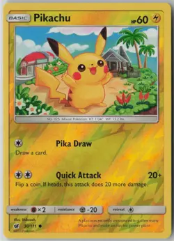 Reverse Holofoil Pikachu 30/111 NM SM - Crimson Invasion - Image 1