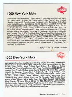 Mets Team Picture Cards Lot of 2 Kahn's Franks 1990 1992 - Image 2