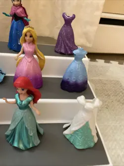 DISNEY Princess Magic Clip On Dress Figures Rapunzel Ariel Anna Elsa snap LOT - Image 4
