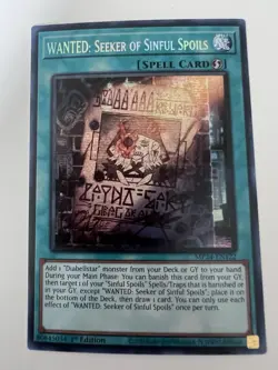 Wanted: Seeker of Sinful Spoils MP24 Secret Rare - 1st ed Yugioh Card #54V - Image 1