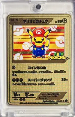 Mario Pikachu Cosplay Metal Polished Collectible Pokemon Card - New - Image 1