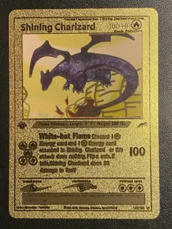 Pokemon Gold Foil Fan Art Shining Charizard 1st Edition 107/105 Display Card NM - Image 1