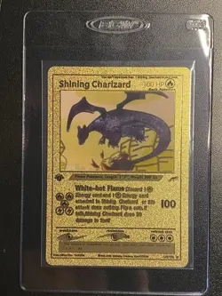 Pokemon Gold Foil Fan Art Shining Charizard 1st Edition 107/105 Display Card NM - Image 3