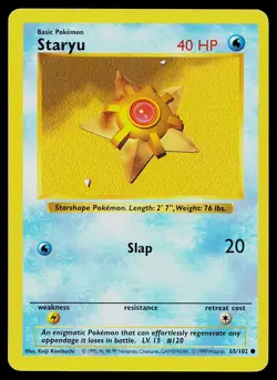 Pokemon Card Base Set Shadowless Staryu 65/102 Unlimited Common - Image 1