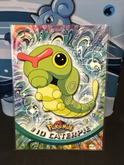 CATERPIE #10 - BLUE Logo - NON-HOLO - SERIES 1 - TOPPS Pokemon Card - NM/LP - Image 1