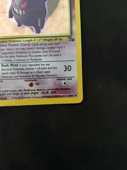 Pokemon TCG Gengar Fossil Holo Card 5/62 Unlimited Rare LP Vintage WOTC 1999 - Image 4