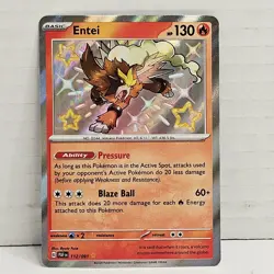 Entei 112/091 Paldean Fates Shiny Rare Holo Pokemon NM - Image 1