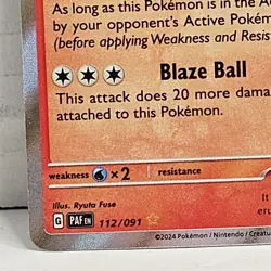 Entei 112/091 Paldean Fates Shiny Rare Holo Pokemon NM - Image 2