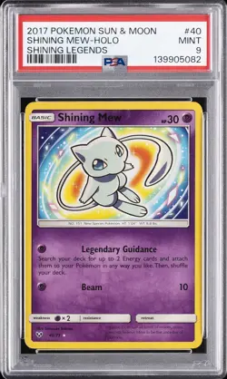 2017 POKEMON SUN & MOON SHINING LEGENDS #40 SHINING MEW-HOLO PSA 9 - Image 1