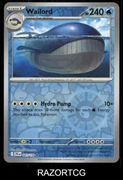 WAILORD 041/159 R JOURNEY TOGETHER POKEMON REVERSE HOLO NM/M - Image 1
