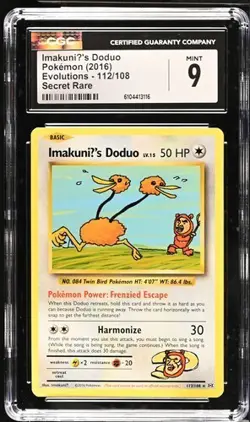 CGC 9 ImakuniU's Doduo 112/108 XY - Evolutions CGC 9 Pokemon TCG CGC 9 - Image 1