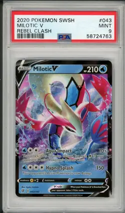 2020 Pokemon SWSH Rebel Clash Milotic V #043 PSA 9 - Image 1
