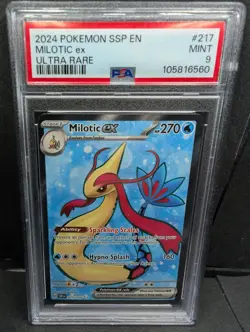2024 Pokemon SSP En-Surging Sparks Ultra Rare Card #217 Milotic EX PSA 9 - Image 1