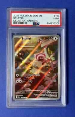 2025 Pokemon MEG EN Stufful Illustration Rare #154 PSA 9 MINT - Image 1