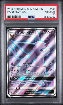 Pokemon TCG Espeon GX 140/149 Full Art Sun & Moon Base Graded PSA GEM MINT 10 - Image 1