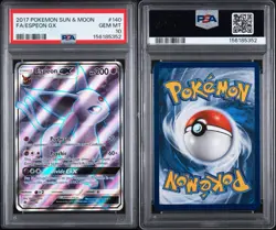 Pokemon TCG Espeon GX 140/149 Full Art Sun & Moon Base Graded PSA GEM MINT 10 - Image 3