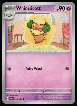 Whimsicott 035/091 Uncommon Paldean Fates Pokemon Near Mint - Image 1