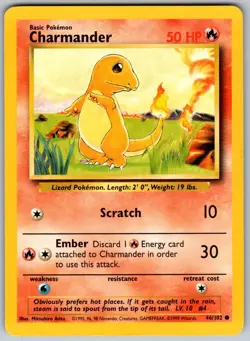 1999 Charmander 46/102 Pokemon Base Set Unlimited C - Image 1