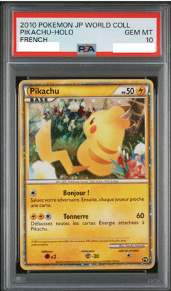 PSA 10 2010 POKEMON JAPANESE WORLD COLLECTION FRENCH PIKACHU HOLO - Image 1