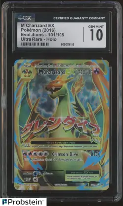 2016 Pokemon Evolutions #101/108 M Charizard Ex Ultra Rare Holo CGC 10 GEM MINT - Image 1