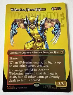 Wolverine, Fierce Fighter #0378 Foil MTG Marvel Super Heroes Borderless NM - Image 1