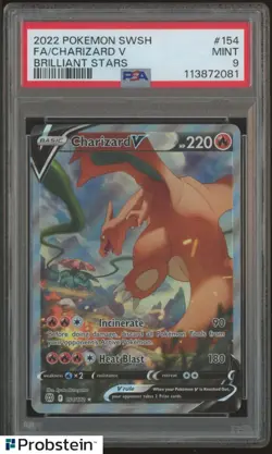 2022 Pokemon SWSH Brilliant Stars #154 Charizard V FA PSA 9 MINT - Image 1