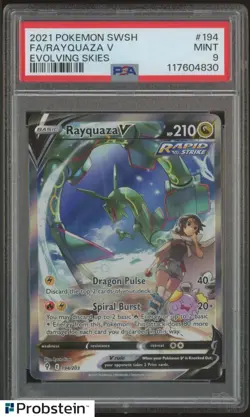 2021 Pokemon SWSH Evolving Skies #194 Rayquaza V Fa PSA 9 MINT - Image 1