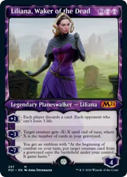 1x Liliana, Waker of the Dead - Showcase Light Play, English Core Set 2021 MTG M - Image 1