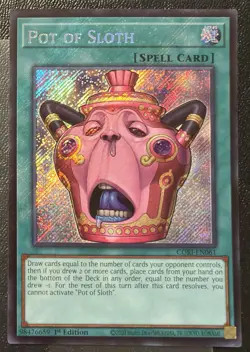 Yu-Gi-Oh Pot Of Sloth CORI-EN061 Secret Rare 1st edition HOLO BLEED ErrorU - Image 1