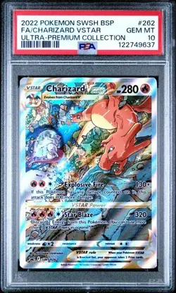 2022 POKEMON SWSH BLACK STAR PROMO #262 FULL ART/CHARIZARD VSTAR PSA 10 - Image 1