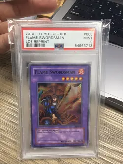 Yugioh Legend of Blue Eyes White Dragon Reprint Flame Swordsman LOB-003 PSA 9 - Image 1