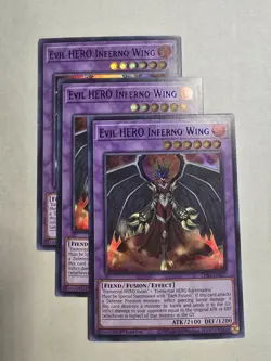 Yugioh! 3x BLUE Evil HERO Inferno Wing LDS3-EN027 Ultra Rare Yu-Gi-Oh! x3 TCG - Image 1