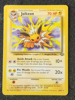 Jolteon 20/64 Pokemon Jungle Unlimited Rare Card WOTC 1999 Non Holo - Image 1
