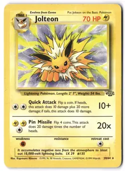 Pokemon Card - Jolteon 20/64 Unlimited Non Holo Rare - Jungle - MP 2 - Image 1