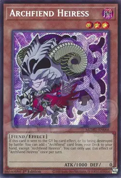 Yugioh Archfiend Heiress - 1st Edition Secret Rare Chibi Art NM - Free Holo - Image 1