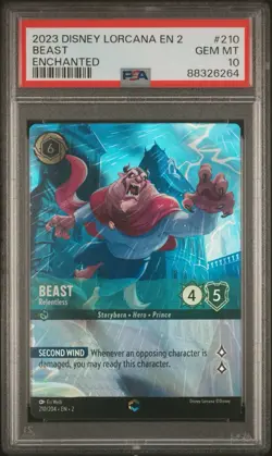2023 DISNEY LORCANA EN 2-RISE OF THE FLOODBORN #210 BEAST ENCHANTED Psa 10 - Image 1