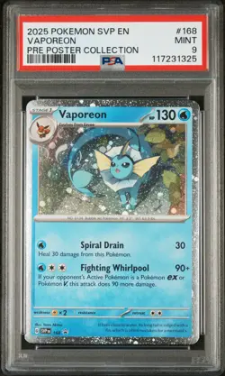 PSA 9 Pokemon TCG 2025 Pokemon Svp En-Sv Black Star Promo #168 Vaporeon MINT - Image 1