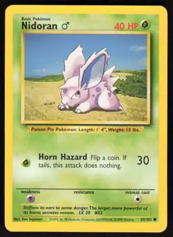 1999 Pokemon Game Base Set #055/102 Nidoran M Common - Image 1