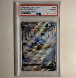 Pokemon Evolving Skies Glaceon V Full Art #175 PSA 10 - Image 1