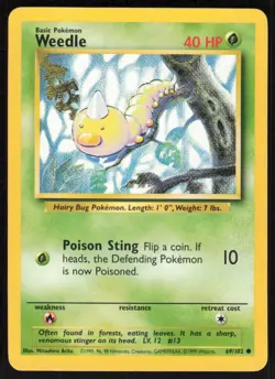 1999 Pokemon Game Base Set #069/102 Weedle Common - Image 1