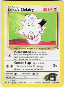 Pokemon Erika's Clefairy 25/132 Rare Gym Heroes Pokemon Unlimited Near Mint - Image 1