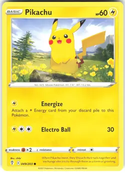 Pikachu 049/203 Evolving Skies Pokemon Card LP - Image 1