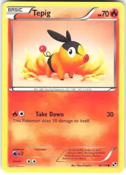 Tepig 16/114 Black & White Pokemon Card MP - Image 1