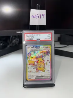 Pokemon TCG PSA 9 2024 SV08 Surging Sparks Pikachu ex 219/191 Ultra Rare Holo - Image 1