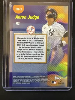 Topps 2026 Series 1 Aaron Judge TOG-3 Titans of the Game Green 63/99 - Image 3
