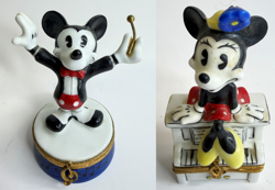 LIMOGES - Pair of 2 Mickey and Minnie Mouse Disney Limoges Trinket Boxes – Rare - Image 1