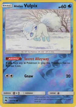 Alolan Vulpix 53/214 C Lost Thunder Pokemon Reverse Holo NM/M - Image 1